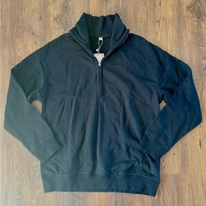 Feekeke Women's Quarter Zip Pullover Sweatshirt Black Size Medium